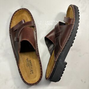 Naot Brown Leather Slide Sandals, Made in Israel, Size 40 EU 9 US NWOT